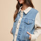 Annie Wear Collared Neck Double Placket Denim Jacket - DAVERRI FASHIONS