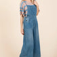Mittoshop Denim Tie Back Sleeveless Wide Leg Overalls - DAVERRI FASHIONS
