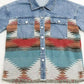 Printed Botton Down Long Sleeve Denim Jacket - DAVERRI FASHIONS