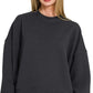 Zenana Ribbed Balloon Sleeve Sweatshirt - DAVERRI FASHIONS