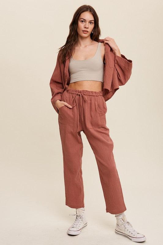 Long Sleeve Button Down and Long Pants Sets Pants Sets