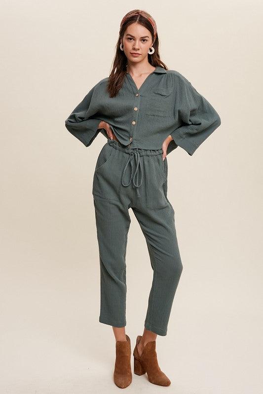 Long Sleeve Button Down and Long Pants Sets Pants Sets