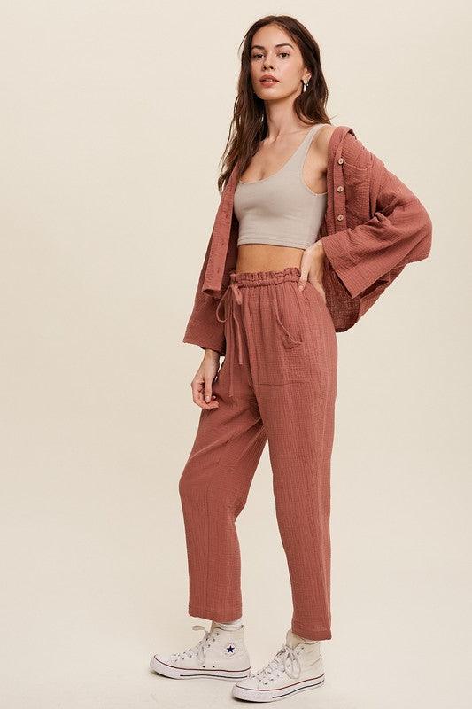 Long Sleeve Button Down and Long Pants Sets Pants Sets