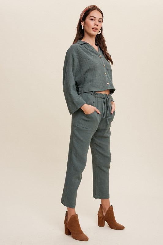 Long Sleeve Button Down and Long Pants Sets Pants Sets