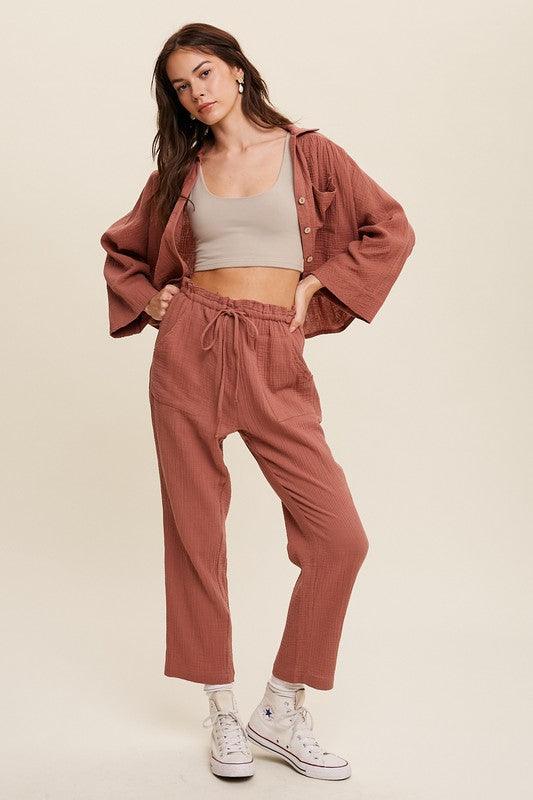 Long Sleeve Button Down and Long Pants Sets Pants Sets