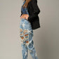 Star Print Ripped Slouchy Jeans Jeans