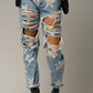 Star Print Ripped Slouchy Jeans Jeans