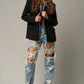 Star Print Ripped Slouchy Jeans Jeans