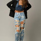 Star Print Ripped Slouchy Jeans Jeans