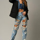 Star Print Ripped Slouchy Jeans Jeans