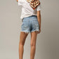 Waist Crossover Denim Mom Shorts Shorts