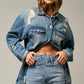 Waist Crossover Denim Mom Shorts MEDIUM Shorts