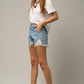 Waist Crossover Denim Mom Shorts Shorts