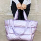 Metallic Puffer Tote Lavender OneSize Handbags