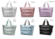 Metallic Puffer Tote Handbags