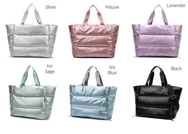 Metallic Puffer Tote Handbags