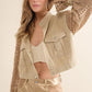 Twill Crop Crochet Sleeve Jacket Jackets