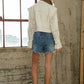 Twill Crop Crochet Sleeve Jacket Jackets
