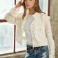 Twill Crop Crochet Sleeve Jacket Jackets
