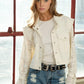 Twill Crop Crochet Sleeve Jacket Jackets