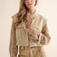 Twill Crop Crochet Sleeve Jacket Taupe Jackets
