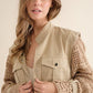 Twill Crop Crochet Sleeve Jacket Jackets