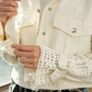 Twill Crop Crochet Sleeve Jacket Jackets
