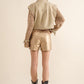 Twill Crop Crochet Sleeve Jacket Jackets