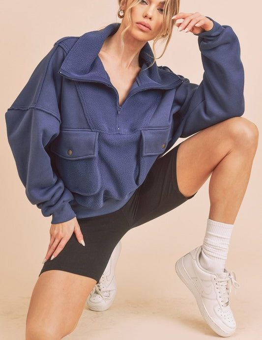 BLUE S Carter Pullover | Tops Daverri Fashions