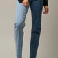 High Waist Two Tone Raw Hem Straight Jeans LIGHT MEDIUM COMBO Jeans