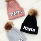 Chenille Mama Patch Faux Fur Pom Beanie Cap - DAVERRI FASHIONS