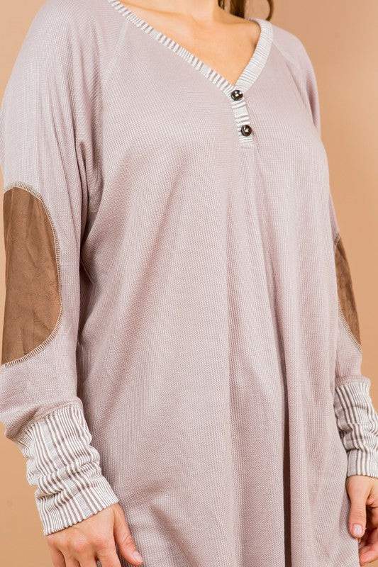 Oversized Elbow Patch Tunic Tops