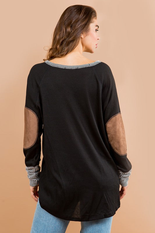 Oversized Elbow Patch Tunic Tops