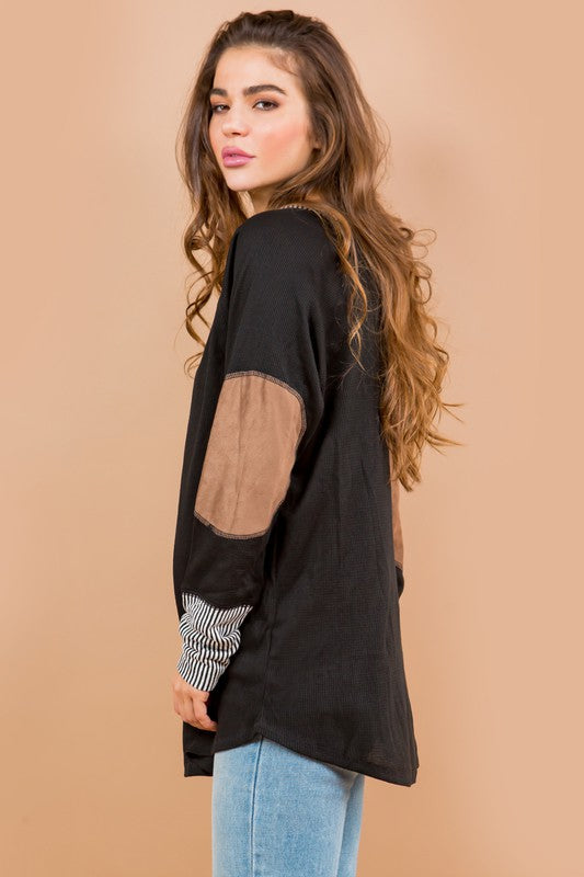 Oversized Elbow Patch Tunic Tops