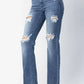 Judy Blue Full Size Mid Rise Destroy Straight Jeans Plus Size - DAVERRI FASHIONS