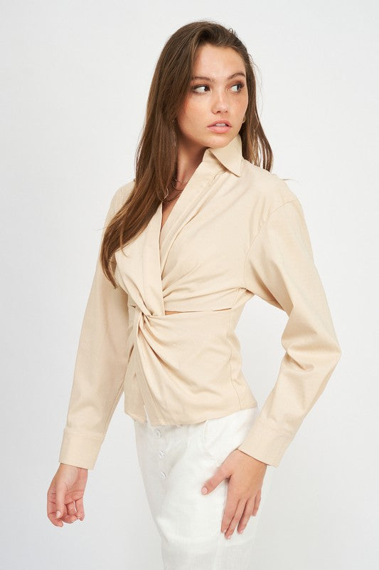 Emory Park Front Twist Top Shirts & Tops