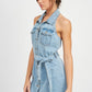 BUTTON DOWN DENIM MINI DRESS WITH BELT Mini Dresses