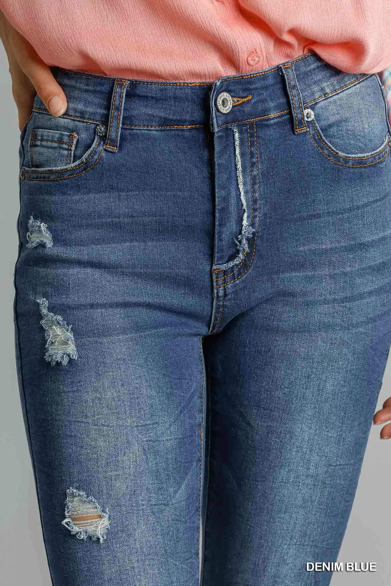 Umgee Distressed Skinny Jeans with Pockets Jeans