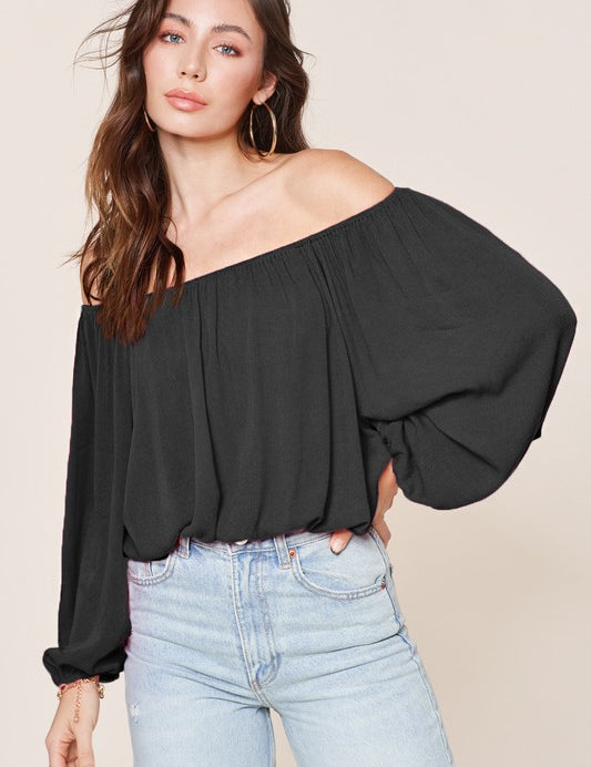 Balloon Sleeve Off Shoulder Blouse TOPS