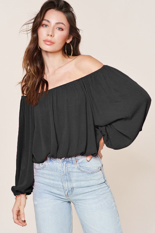 Balloon Sleeve Off Shoulder Blouse Blouses