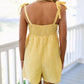Daverri striped tie-shoulder romper back view with smocked waistband