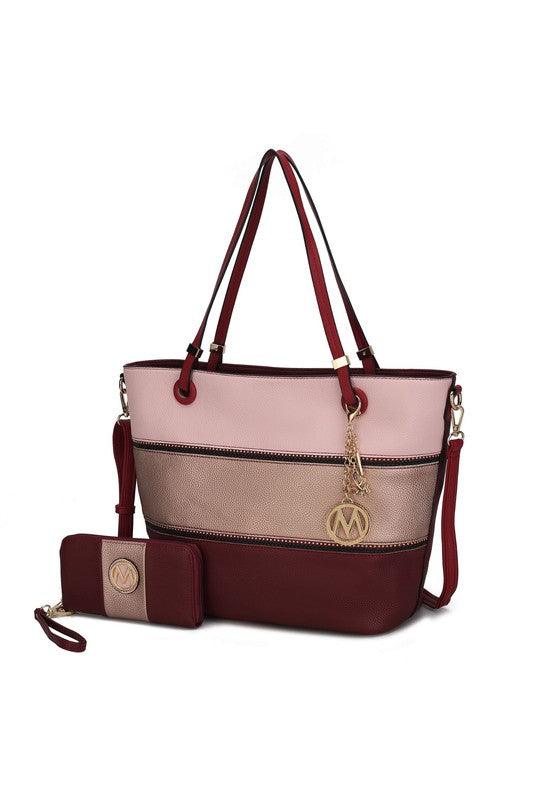 Mia K Vallie Color Block Tote bag Burgundy One Size Handbags