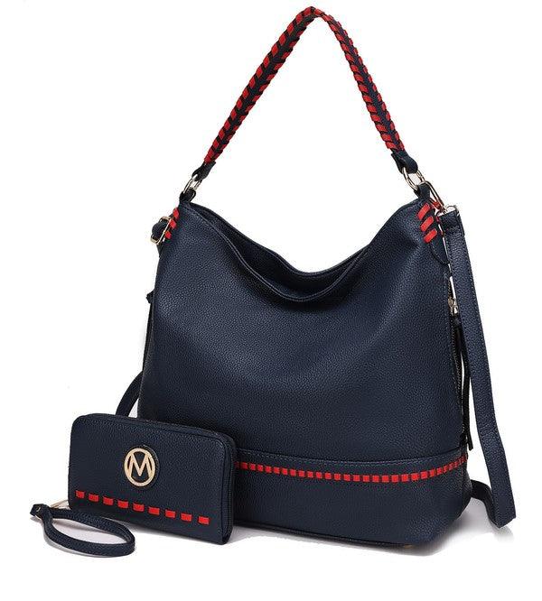 Mia K Blake Two-Tone Whip Shoulder Bag Navy One Size Handbags