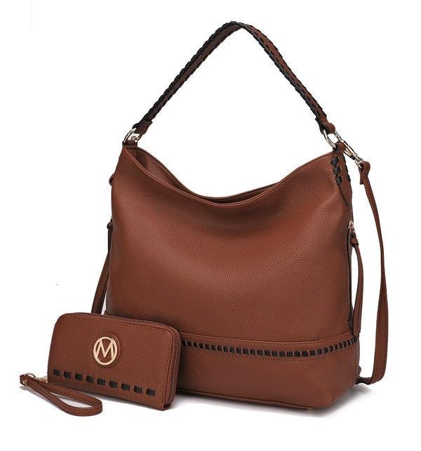 Mia K Blake Two-Tone Whip Shoulder Bag Cognac One Size Handbags