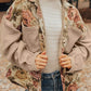 Floral Waffle Knit Patchwork Chest Pockets Buttoned Jacket - DAVERRI FASHIONS