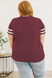Plus Size Striped V-Neck Tee Shirt | T-Shirts Daverri Fashions