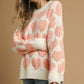 Umgee Mix Heart Pattern Pearl Accent Sweater - DAVERRI FASHIONS