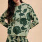 Annie Wear Flower Pattern Drawstring Hooded Top and Shorts Sweater Set Outfit Sets