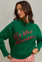 SO ME Sequins Lettering Christmas Holiday Sweater | Sweaters Daverri Fashions