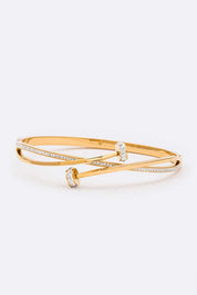 Crystal Pave Nail Stainless Steel Bangle Bracelets